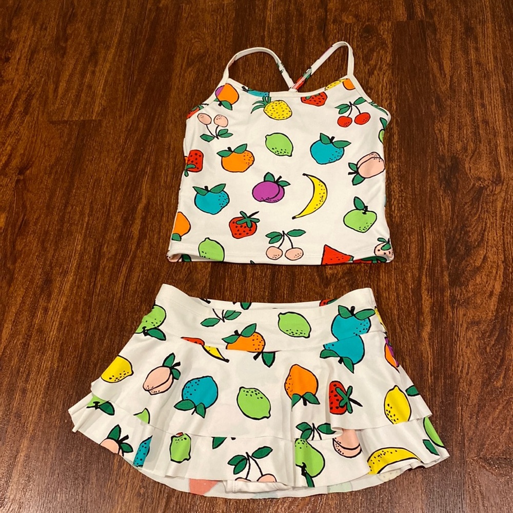 Hanna Andersson "Tankini skirt Swimsuit" in Fruit print size 130
